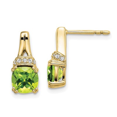 13.8mm 10k Yellow Gold Peridot and Diamond Earrings EM7074-PE-007-1YA
