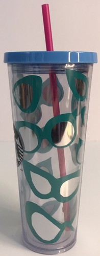 Starbucks MIRRORED CAT EYE SUNGLASSES Teal Venti Cup Tumbler + Blue Lid W/ Straw - Bild 3 von 9
