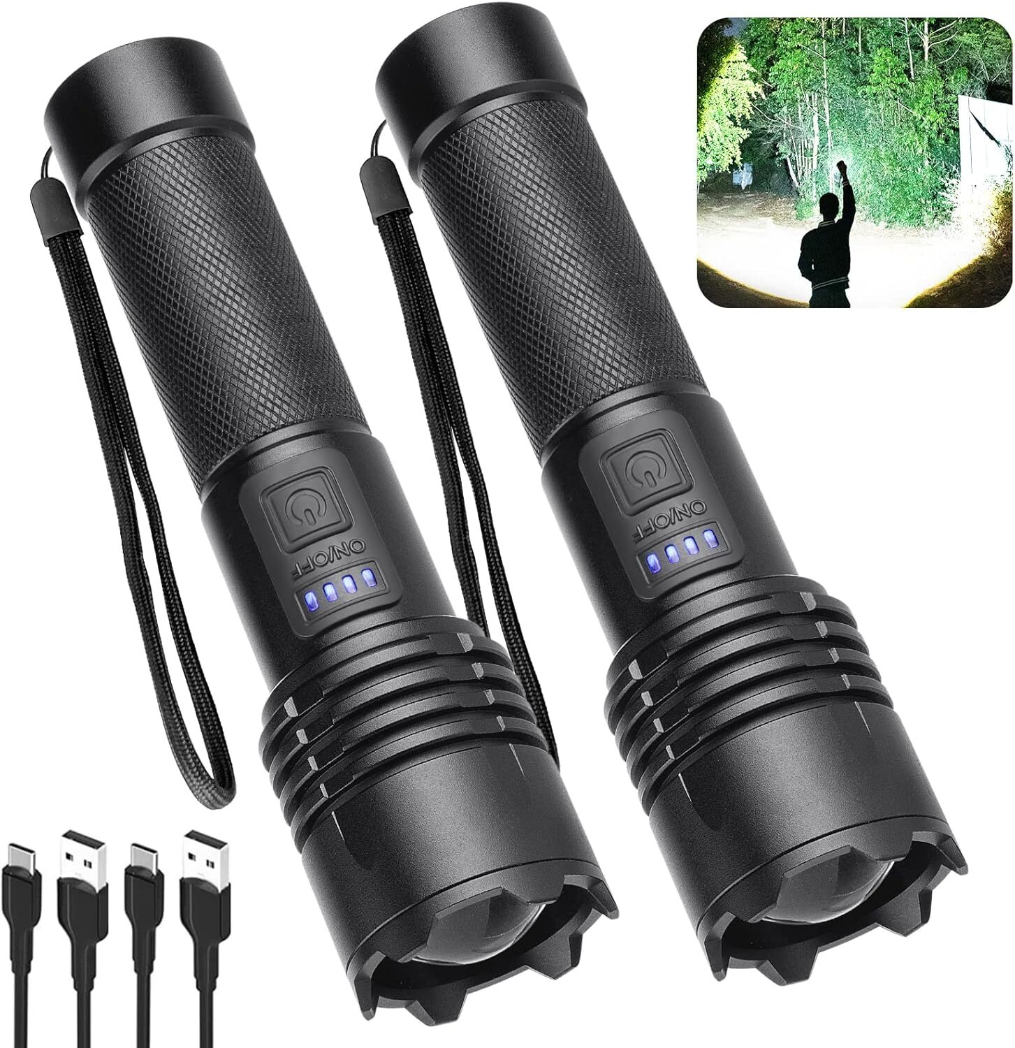 Super Bright Flashl... Rechargeable 980000 High Lumens LED Flashlights 2 Pack