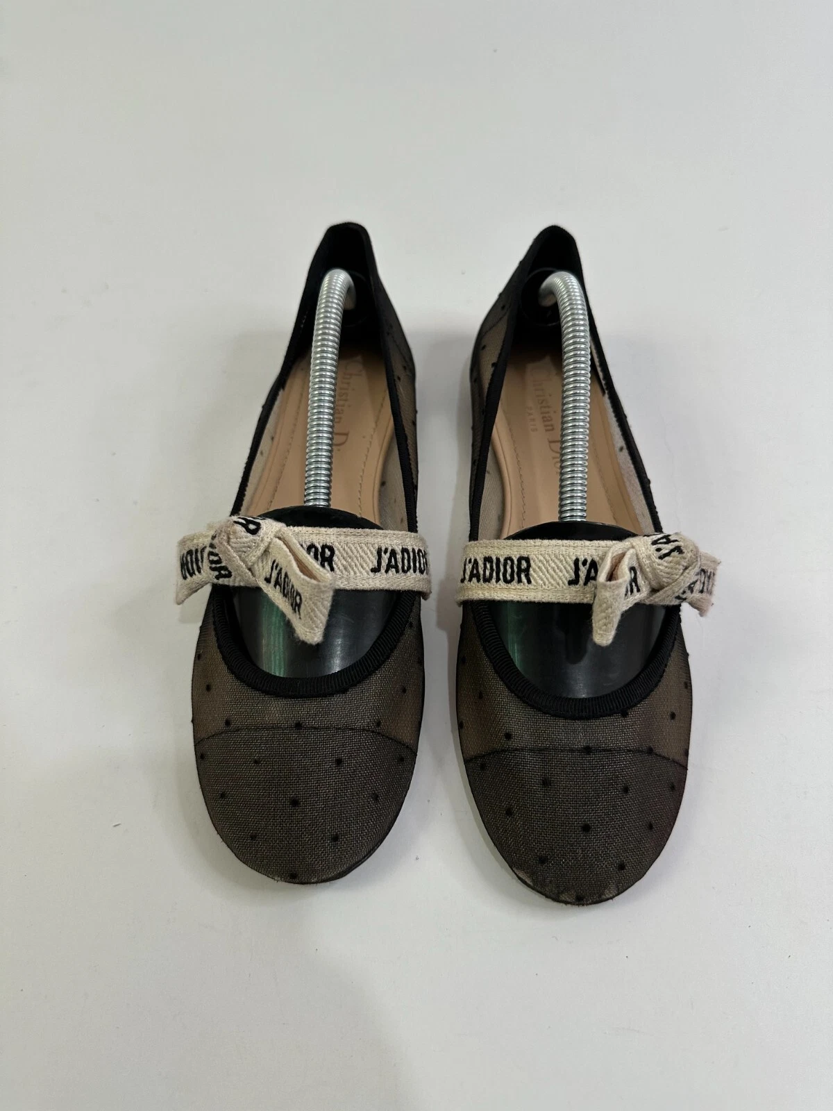 Ballerines Christian Dior noir/beige maille et dentelle Baby D taille 36