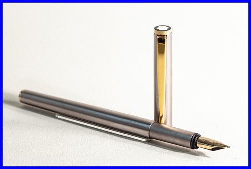 1980s Montblanc Noblesse Steel & Gold Fountain Pen 1128 OB 14K 585 Nib