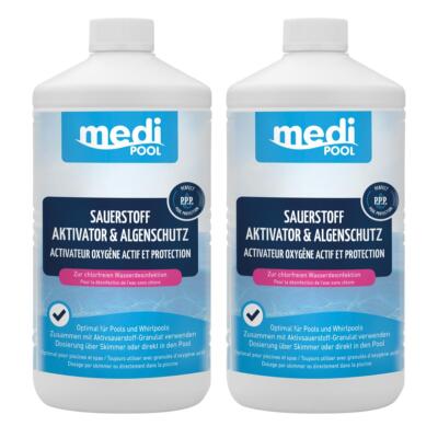 SET: 2 x Sauerstoff Aktivator und Algenschutz 1 L mediPOOL