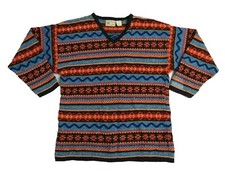 Maglia Donna Women's Small Wool Sweater Nordic Fair Isle Southwestern Vintage