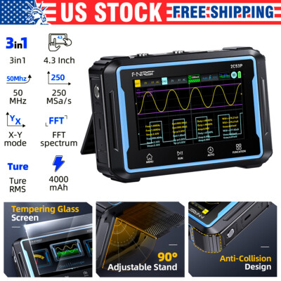 New FNIRSI-2C53P 2 Channel Signal Generator Digital Storage Oscilloscope 3-in-1
