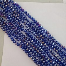 48pcs 8mm Blue AB Glass Rondelle Beads DIY AUS Free Postage B15