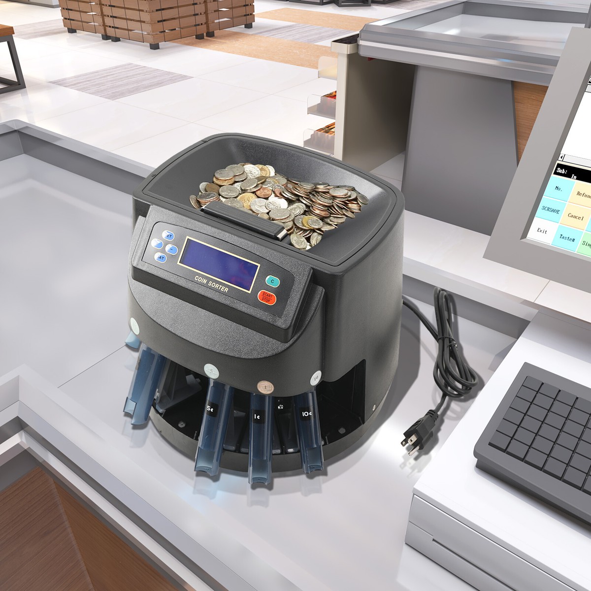 Coinstar Near Me Electronic USD Coin Sorter/Counter - 5 Bin Automatic  Machine Counts Pennies To Dollars (100-150 Coins/Min Change Counter Machine