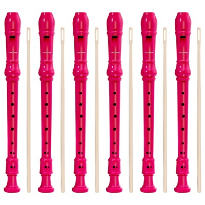6 Pack 8 Hole Soprano Recorders Descant Flute With Cleaning Rod German Style