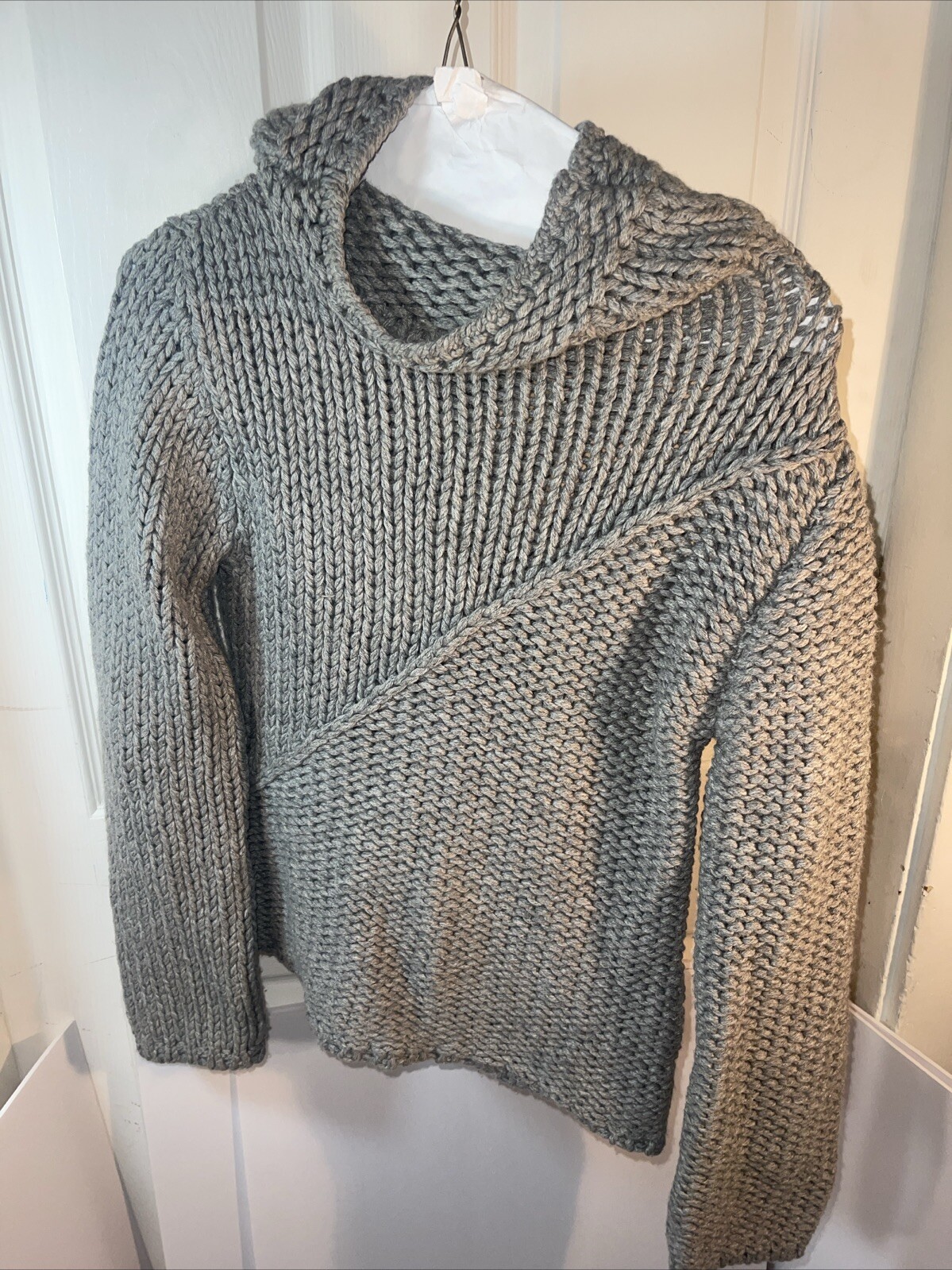Banana Republic Womens Gray Burgundy Knit Turtleneck Sweater Size Small