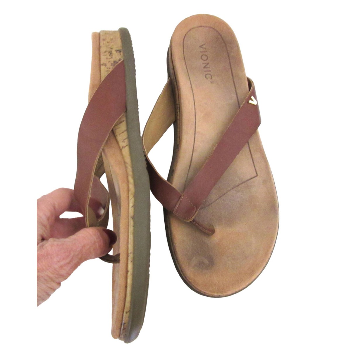 Leather Sandals Vionic Daniela Toe Post Sandal Vionic Brown Thong