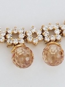 Authentic Necklace 18k Gold Plated Silver Designer CZ and Gold Color Faceted Citrine 16"