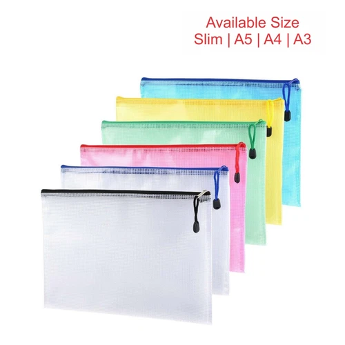A3/A4/A5/Slim Plastic Wallet Zip Lock Bags File Document bags Pocket Pack of 6