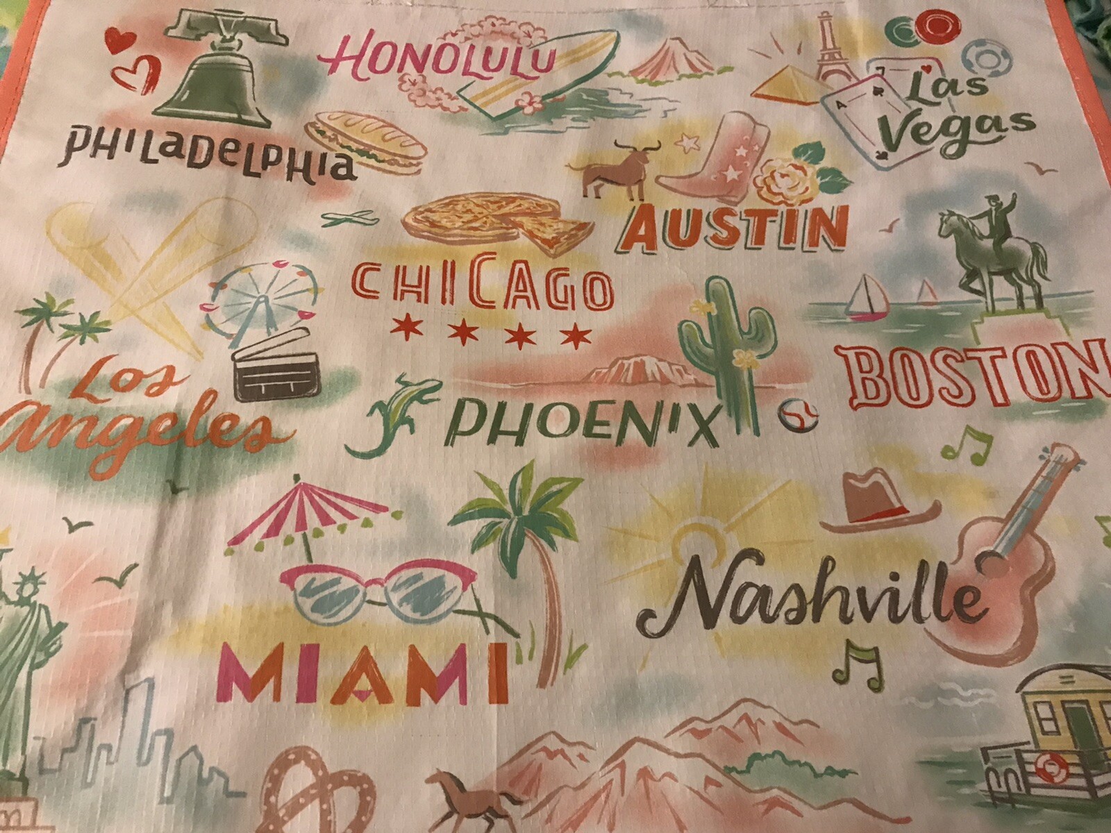 TJ Maxx Reusable Shopping Bag Tote U.S. Cities Landmarks Colorful Los