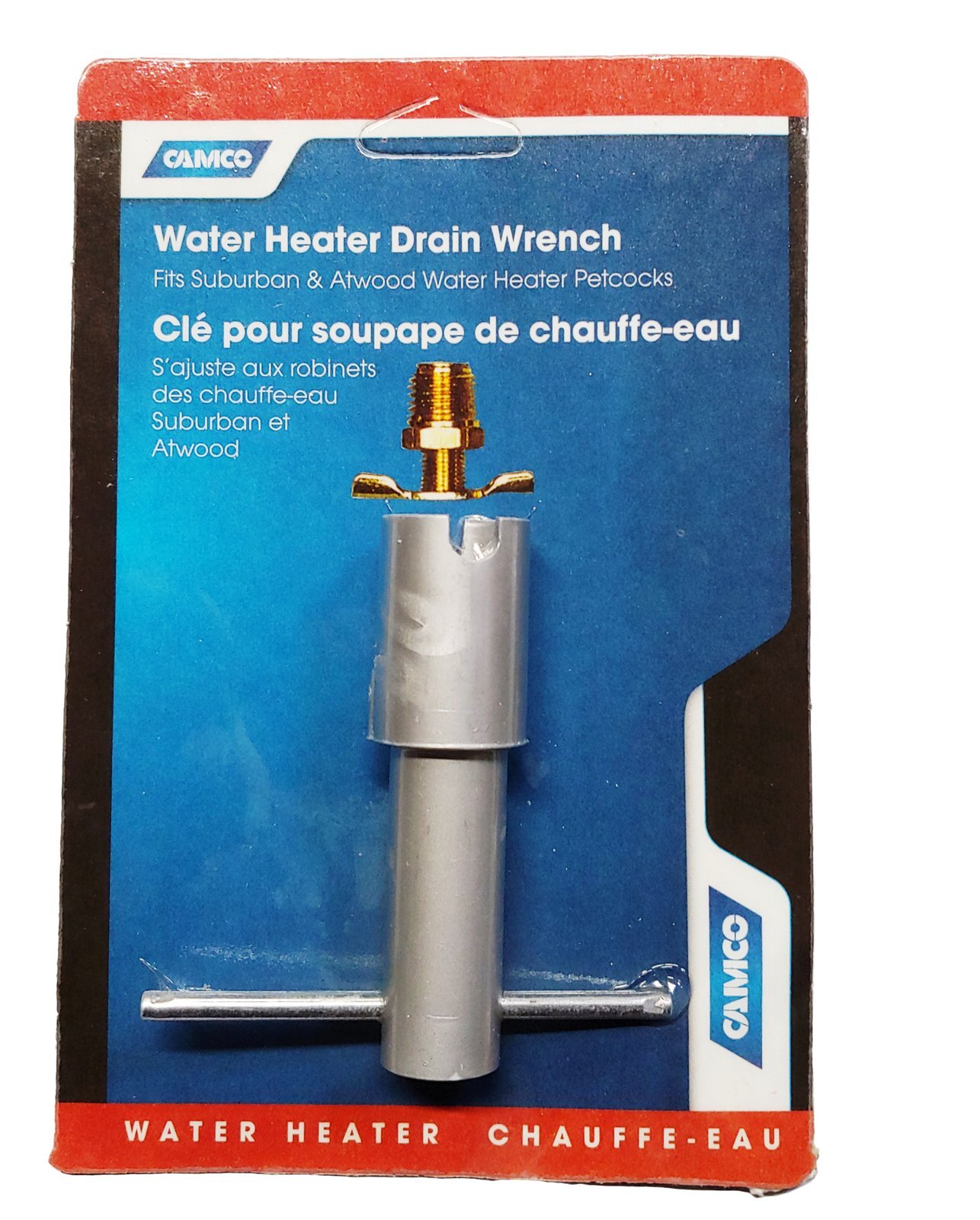Camco RV Water Heater Drain Valve Heavy Duty Wrench w/Adjustable Handle