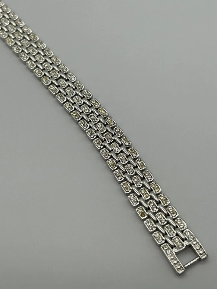 "Brazalete Nolan Miller Glamour Cristal Estrás 12 mm Ancho 7"" Tono Plata" Foto 4 de 4