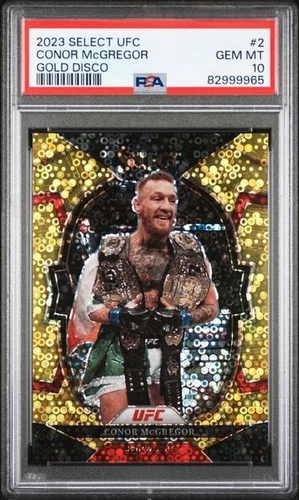 2023 Panini Select UFC Conor McGregor Gold Disco Prizm /10 PSA 10