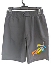 PUMA Swim Trunks Youth Boys L Classic Cat Logo Black Rainbow
