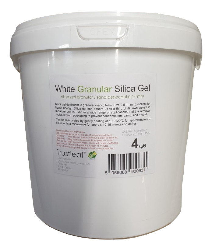 4kg White Silica Gel 0.5-1mm Granules - Reusable Tub - (4kg TUB - WS)