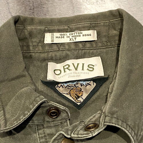 Vintage Orvis Malpai Safari Jagd grün Kragen 1/4 Druckknopf Pullover Shirt XL Tall - Bild 3 von 5