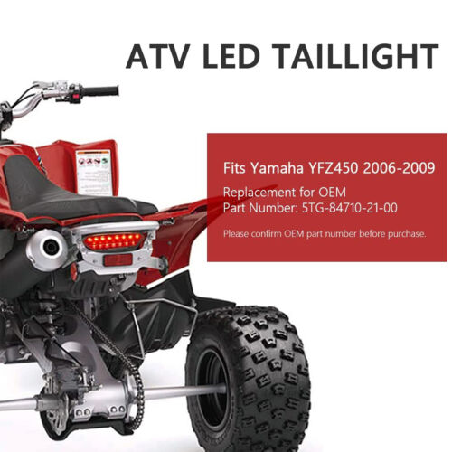 Brake Rear Taillight LED Tail Light For 2006 2007 2008 09 Yamaha YFZ450 YFZ 450 - Bild 5 von 12