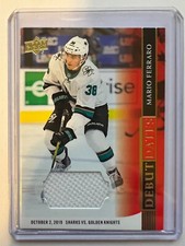 2020-21 UD Hockey ROOKIE JERSEY CARD - Debut Dates - Mario Ferraro - DD-8