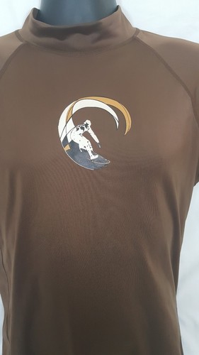 KANU Brown Short Sleeve Surfer Poly/spandex Shirt Size Medium - Picture 2 of 5