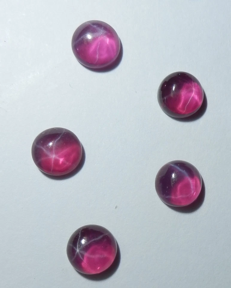 Transparent Star Ruby Round 5x5 mm Cabochon 6 Rayed Lab-created Stone 3 pcs Lot - Image 2 of 4