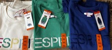 Lot of 3 NWT Esprit Logo Fleece Crewneck Sweatshirt Cream Blue Green 80's XXL