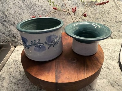 Great Bay Pottery handmade In The USA stoneware  2 Piece Ceramic Dip Crock USA