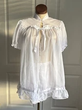 White Chiffon Baby Doll Ladies Sleep Set  Size Large by Secrets In Lace 51726