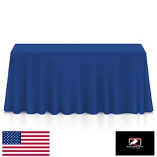 Lann's Linens 90"x132" Rectangular Royal Blue Polyester Tablecloth Wrinkle/Stain