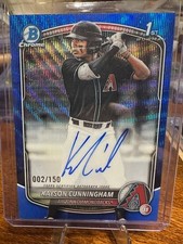 2025 Bowman Draft Kayson Cunningham Blue Wave Refractor Auto #002/150 #CPA-KC