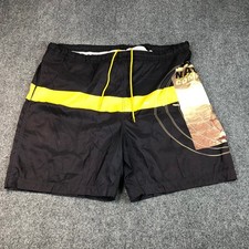 NAVY COMPETITION Black Yellow Stripe Swim Trunks Men's Shorts Size XL