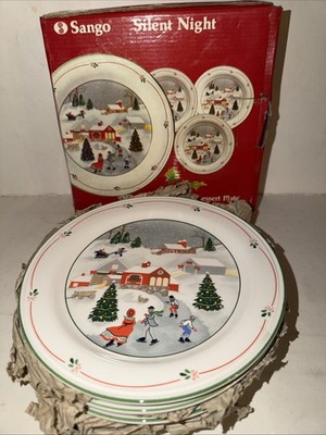 Sango NIB VTG Set of Four Silent Night Dessert Plates (12295)