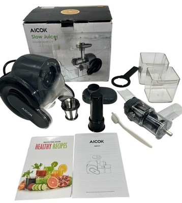 NIB Aicok Slow Masticating Juicer AMR519 w/ Recipe & Accessories Homemade Black