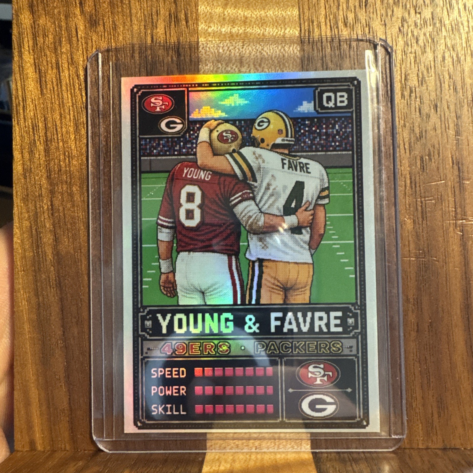 Steve Young Brett Favre Tecmo Bowl Custom art Card 49ers Packers /99
