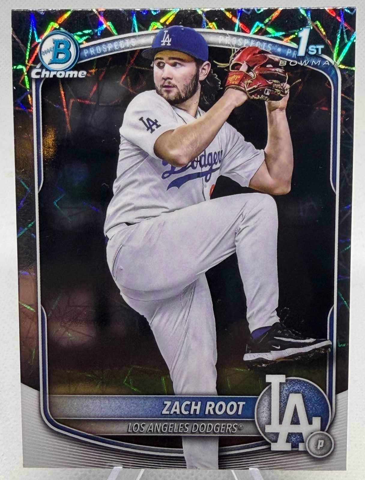 Zach Root - 2025 Bowman Draft Chrome Laser #BDC22 Los Angeles Dodgers