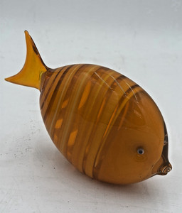 L68-MORETTI MURANO PESCE TROPICALE VETRO GLASS GIALLO ARTE VENEZIA ACQUARIO