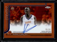 2025-26 Topps Chrome Khaman Maluach Rookie Auto RC Orange Refractor #15/25 Suns