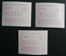 Südafrika RSA 1987: 3 ATM / labels FRAMA,Automaten-Nr. P.002, MN 3,pfr./MNH