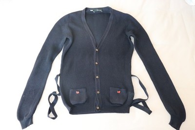 Dsquared2 Women's Navy Cardigan Sweater with Belt and Gold Buttons