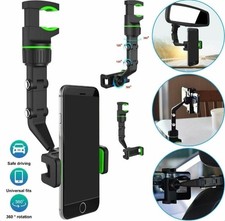 Car Rearview Mirror Rotation Adjustable Phone Holder Mount Multifunction