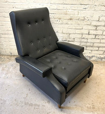 Mid Century G Plan Style Black Reclining Lounge Chair Armchair (Can Deliver)