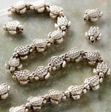 Silver Plated Sea Turtle Beads 9mm Qty:13
