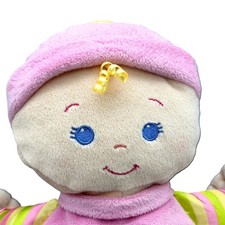 Fisher Price Babys First Doll Rattle Plush Pink Outfit Embroidered Face 2008