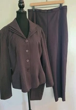 RCH Danny Nicole Women's Jacket Pants Business suit Black/Pink Pinstriped 16