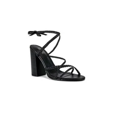 $178 NWOT RAYE Melissa Black Braided Lace Strappy Block Heel Sandals Size 7.5