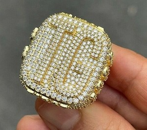 Authentic 3CT Round Cut Real Moissanite Men's Fully Customize Ring 14k Yellow Gold Plated