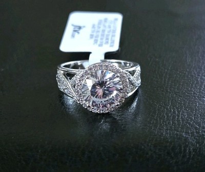  Rarität! 9 BELLA LUCE 10mm DILLENIUM RUNDSCHLIFF 925 STERLING ROYAL HALO RING
