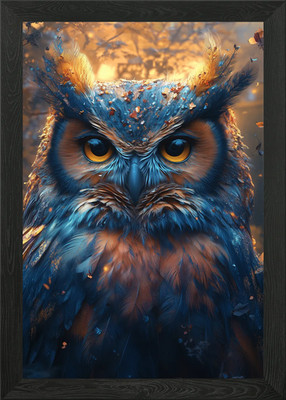 Mystisches Eulenportrait gerahmtes Wandbild Poster Leinwanddruck Bild