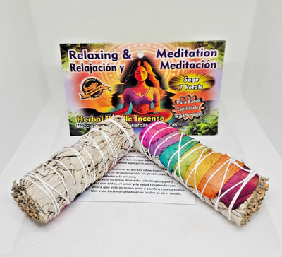 7 CHAKRAS FLORAL WHITE SAGE SMUDGE STICKS WITH ROSE PETAL PARA PURIFICAR